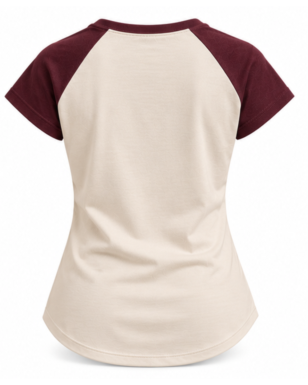 Défi Ballpark men's raglan T-shirt in cream white and deep burgundy, back view