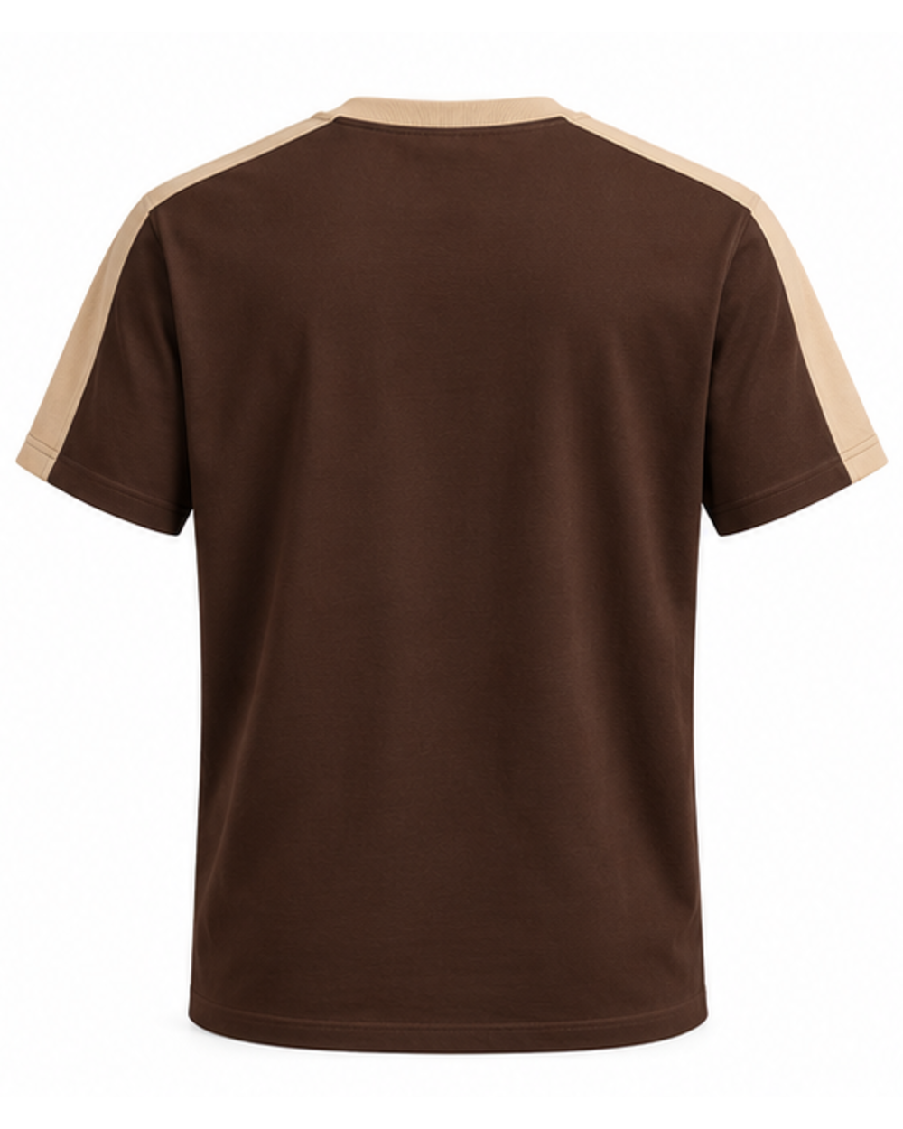 Défi Saddle men's interlock T-shirt in deep espresso brown and sand beige, back view